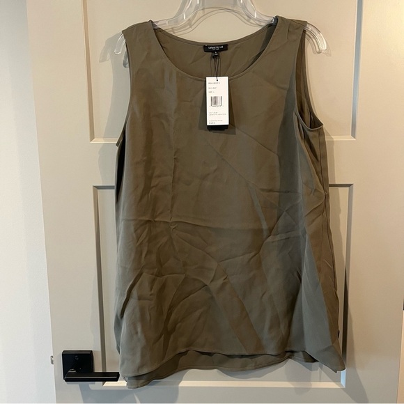 NWT Lafayette 148 Large Bay Leaf Green Ruthie 100% Sleeveless Silk Blouse - Picture 2 of 5